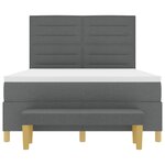 vidaXL Lit à Sommier avec Matelas & Banc Gris Foncé 140x200 cm Tissu