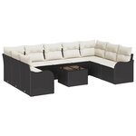 Ensemble de Canapés de Jardin 9 Pièces avec Coussins Rattan Poly Marron