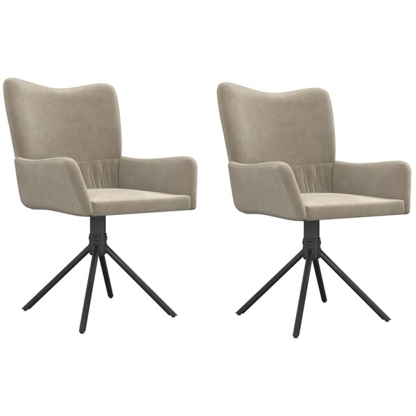 vidaXL Chaises pivotantes à manger lot de 2 Gris clair Velours