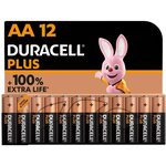 Duracell - Piles alcalines AA Plus, 1.5 V LR6, paquet de 12
