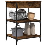 vidaXL Chariot de cuisine chêne fumé 60x48x89 5 cm bois d'ingénierie