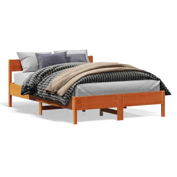 vidaXL Cadre de lit sans matelas cire marron 135x190cm bois pin massif