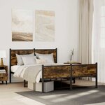 vidaXL Cadre de lit en métal sans matelas chêne fumé 137x190 cm