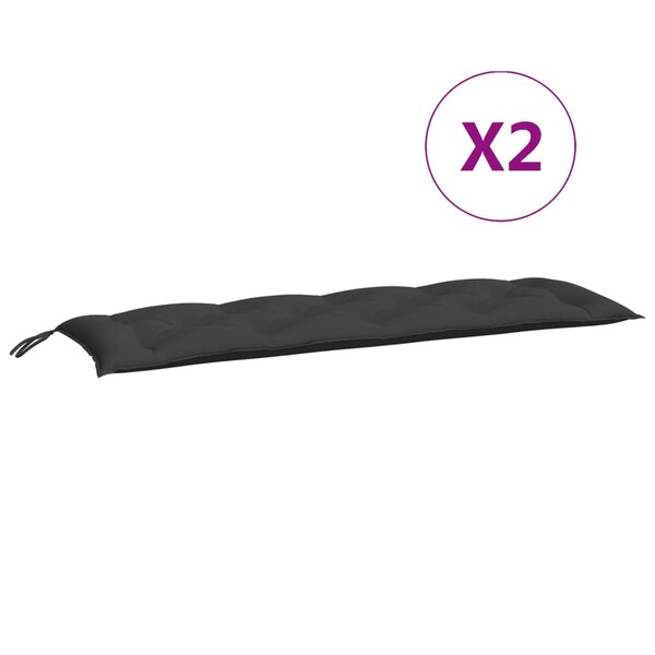 vidaXL Coussins de banc jardin lot de 2 noir 150x50x7 cm tissu Oxford