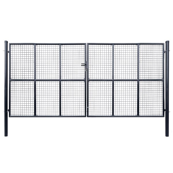 vidaXL Portail en maille de jardin Acier galvanisé 400 x 200 cm Gris