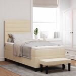 vidaXL Lit à ressort avec Matelas & Banc Crème 90x200 cm Tissu