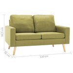 vidaXL Canapé à 2 places Vert Tissu