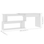 vidaXL Bureau d'angle Blanc 200x50x76 cm Bois d'ingénierie