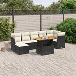 vidaXL Salon de jardin 8 Pièces avec coussins noir résine tressée