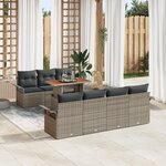vidaXL Ensemble de canapé de jardin 8 pièces avec coussins gris en poly rotin et acacia