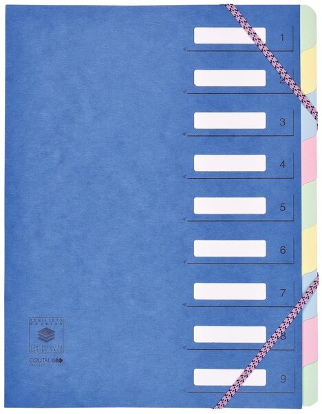 Trieur 9 onglets CL 7/10ème Dos extensible à élastiques Fenêtres Découpées Coloris Alé... COUTAL