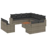 vidaXL Salon de jardin avec coussins 12 Pièces gris résine tressée