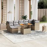 vidaXL Salon de jardin avec coussins 8 Pièces beige résine tressée