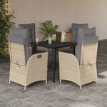 vidaXL Ensemble à manger de jardin avec coussins 5Pièces Beige poly rotin