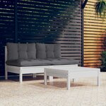 vidaXL Salon de jardin 3 Pièces avec coussins anthracite bois de pin