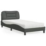 vidaXL Lit avec matelas gris foncé 90x190 cm tissu