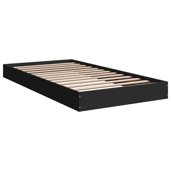 vidaXL Cadre de lit noir 90x190 cm bois d'ingénierie
