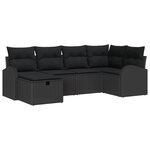 vidaXL Ensemble de canapé de jardin 6 pièces avec coussins noir poly rattan