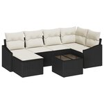 vidaXL Ensemble de Salle à Manger de Jardin de 6 Pièces avec Coussins en Rotin Brun