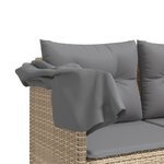 vidaXL Chaise longue avec auvent et coussins beige résine tressée