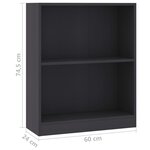vidaXL Bibliothèque Gris 60x24x74 5 cm Bois d'ingénierie