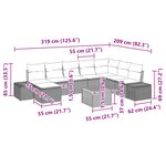 vidaXL Ensemble de Canapé de Jardin de 9 Pièces avec Coussins Gris Poly Rattan
