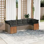 vidaXL Salon de jardin avec coussins 7 Pièces gris résine tressée
