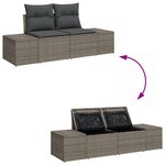 vidaXL Ensemble de sofa de jardin 7 pièces avec coussins Gris Poly Rattan Acacia
