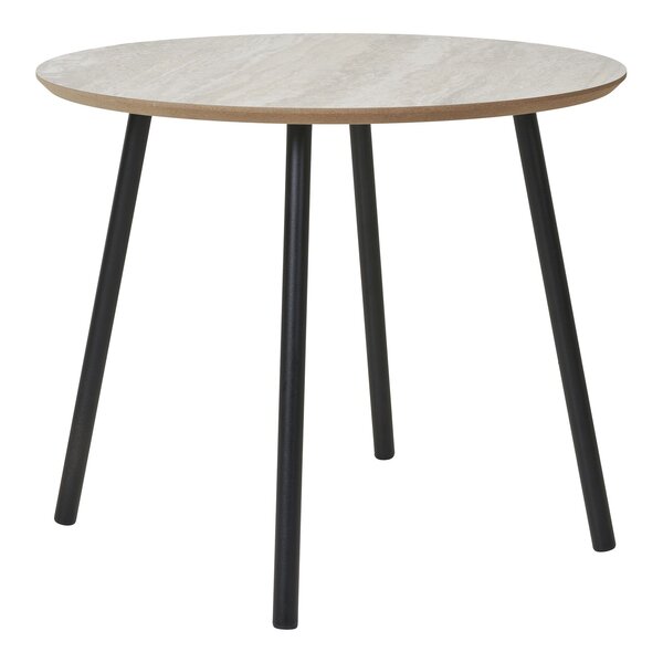 Table basse aspect travertin pieds noirs Ø 55 x 45 cm