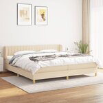 vidaXL Sommier à lattes de lit avec matelas Crème 200x200 cm Tissu