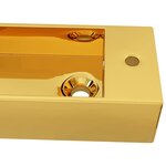 vidaXL Lavabo avec trop-plein 49 x 25 x 15 cm Céramique Doré