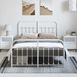 vidaXL Cadre de lit métal sans matelas et pied de lit blanc 150x200 cm