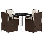 vidaXL Ensemble à manger de jardin 5 Pièces et coussins marron poly rotin