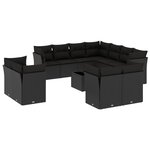 vidaXL Salon de jardin 12 Pièces avec coussins noir résine tressée