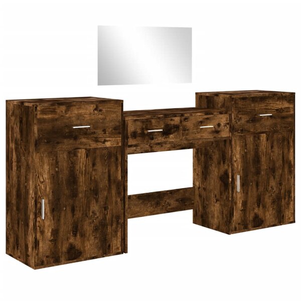 vidaXL Ensemble de coiffeuse 4 Pièces chêne fumé bois d'ingénierie