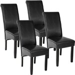 Lot de 4 chaises pieds noir siège de salon cuisine salle à manger design carré élégant noir 08_0000124