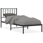 vidaXL Cadre de lit métal avec tête de lit noir 80x200 cm