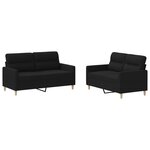 vidaXL Ensemble de canapés 2 Pièces avec coussins Noir Tissu