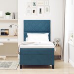 Lit tapissier vidaXL avec matelas bleu foncé simple en velours