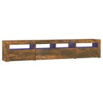 vidaXL Meuble TV avec lumières LED Chêne fumé 210x35x40 cm