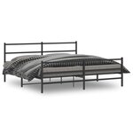 vidaXL Cadre de lit métal avec tête de lit/pied de lit noir 183x213 cm