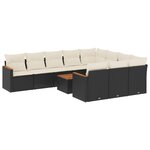 vidaXL Salon de jardin 11 Pièces avec coussins noir résine tressée