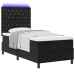 Lit Box Spring vidaXL avec matelas et LED Noir 90x190 cm Velours