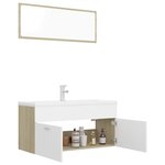 vidaXL Ensemble de meubles de bain Blanc et chêne sonoma Aggloméré