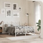 vidaXL Cadre de lit métal sans matelas et pied de lit blanc 135x190 cm