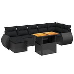 vidaXL Salon de jardin 8 Pièces avec coussins noir résine tressée
