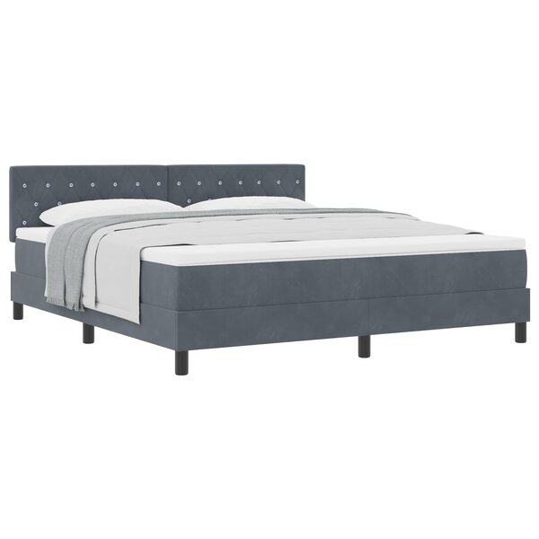 Lit Box Spring vidaXL avec Matelas Gris Foncé Super King en Velours