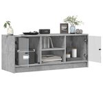 vidaXL Meuble TV avec portes en verre gris béton 102x37x42 cm