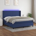 vidaXL Sommier à lattes de lit matelas LED Bleu 180x200 cm Tissu