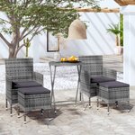 vidaXL Ensemble de bistro jardin 5Pièces Résine tressée verre trempé Gris